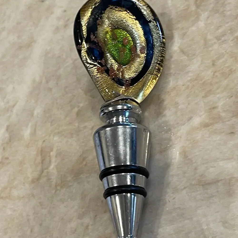 Gold Murano glass wine stopper Italy